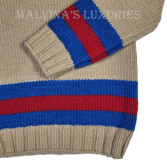 GUCCI MENS SWEATER STRIPED MOHAIR WOOL BLEND WEB STRIPE MOTIF sz M MEDIUM - Picture 9 of 15